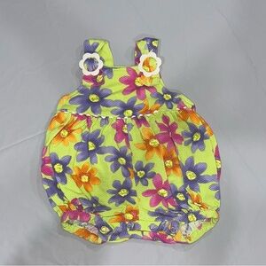 Neon green with flowers LA Baby bodysuit size 3-6 M  [G-33]